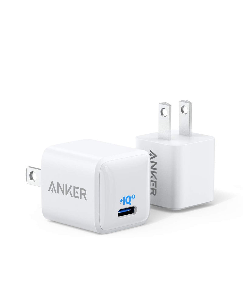  [AUSTRALIA] - [2-Pack] USB C Charger, Anker Nano Charger 20W PIQ 3.0 Durable Compact Fast Charger, PowerPort III Charger for iPhone 12/12 Mini/12 Pro/12 Pro Max/11, Galaxy, Pixel 4/3, iPad Pro (Cable Not Included) White