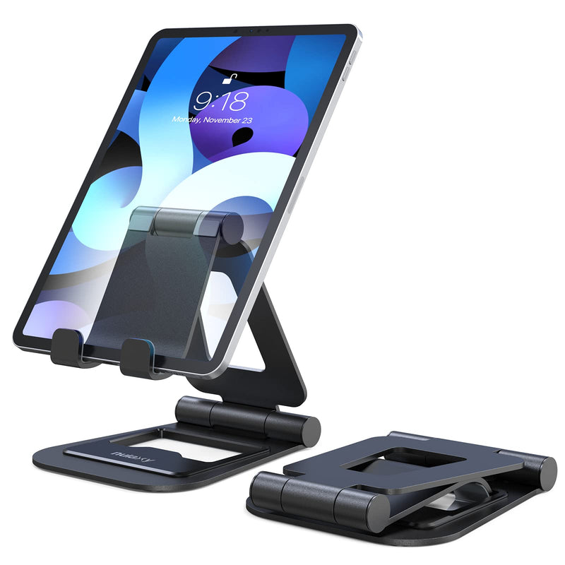  [AUSTRALIA] - Nulaxy A5 Tablet Stand, Fully Adjustable Foldable Desktop Stand Holder Compatible with iPad Air 4/Mini, New iPad 10.2/9.7, iPad Pro 11/12.9, Samsung, Nintendo, All Mobile Devices (4-14’’) , Black