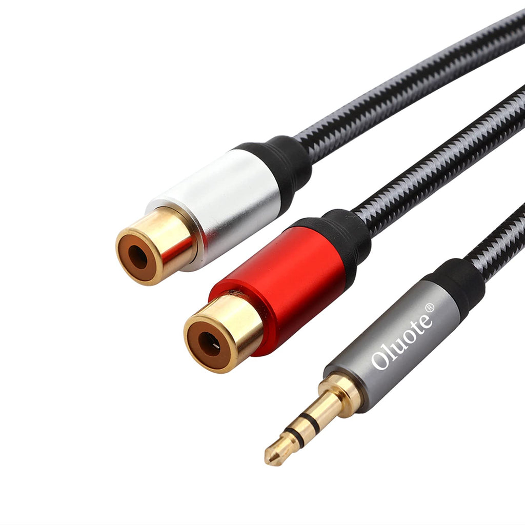 Oluote 3.5 mm to 2RCA Cable, Gold-Plated TRS Male to Dual RCA Female Stereo Audio Adapter Extension Y Cable (0.3M/0.98FT) - LeoForward Australia