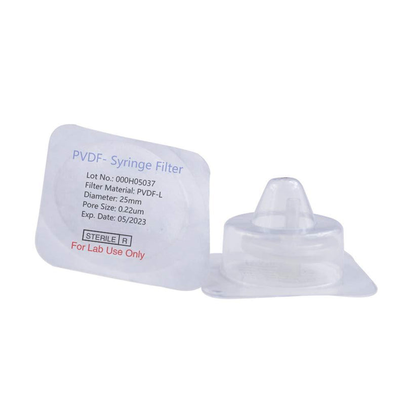 Sterile Syringe Filter PVDF Hydrophilic Filtration 0.22um Pore Size, 25mm Membrane Diameter Sterile PVDF Membrane Individually Packed 20/pk by Labfil 25mm 0.22um - LeoForward Australia