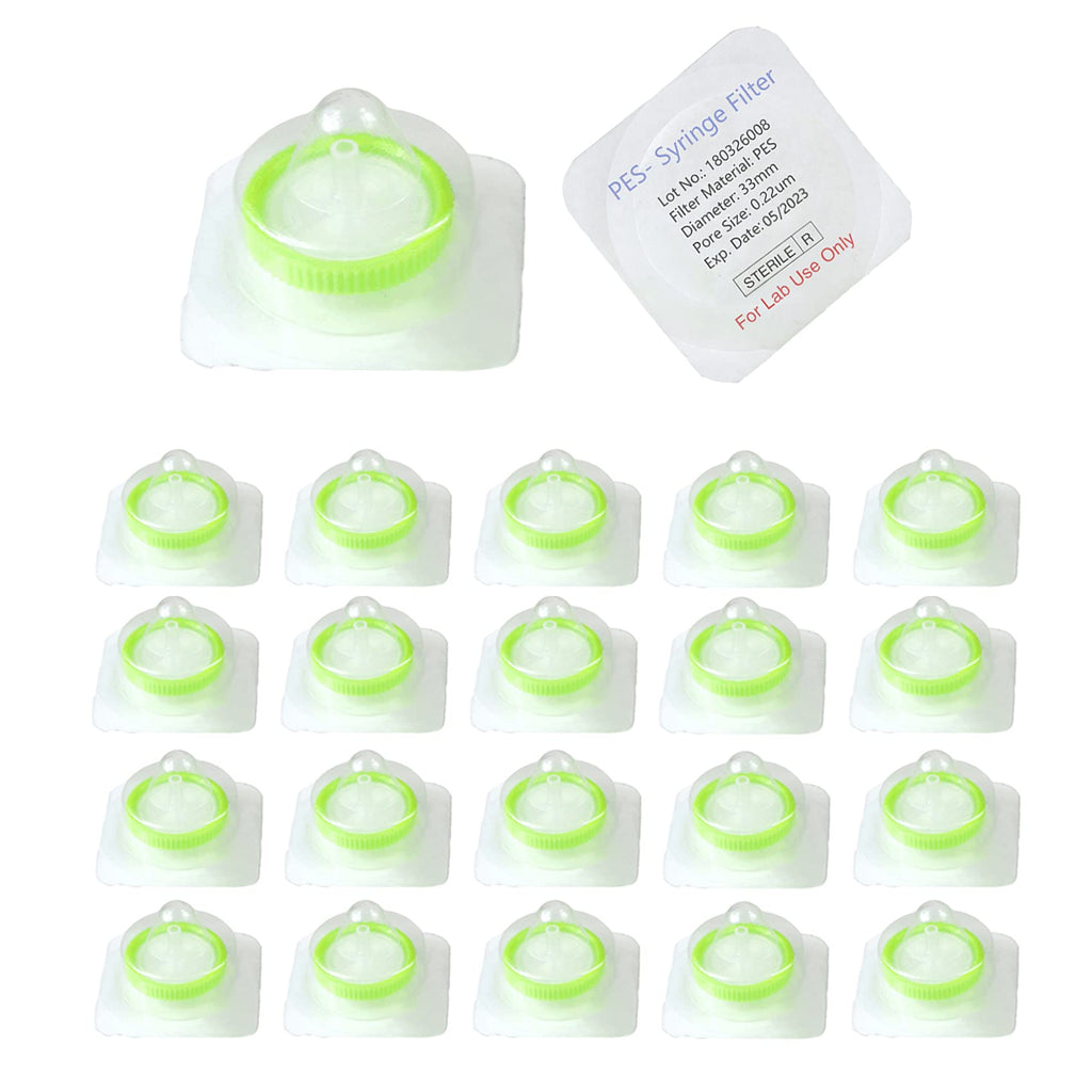 Sterile Syringe Filter PES Hydrophilic Filtration 0.22um Pore Size, 33mm Membrane Diameter Sterile PES Membrane Individually Packed 20/pk by Labfil - LeoForward Australia