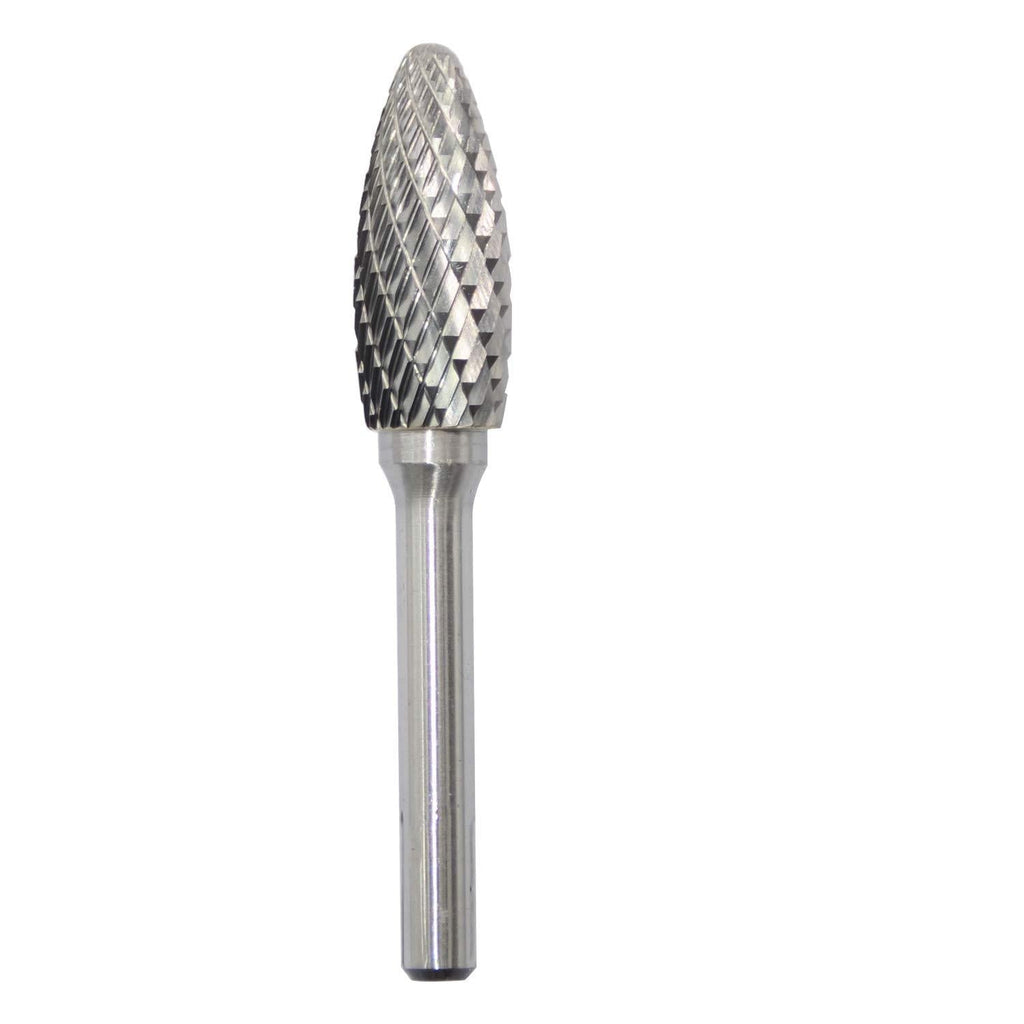 SH-5 Tungsten Carbide Burr Rotary File Flame Shape Double Cut with 1/4''Shank for Die Grinder Drill Bit - LeoForward Australia