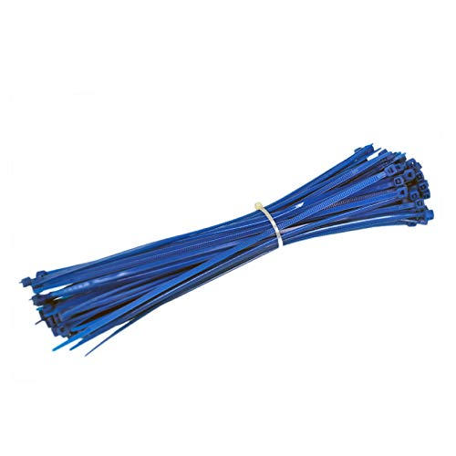  [AUSTRALIA] - Nylon Zip Ties (Pack of 100) 8 Inch with Self Locking Cable Ties (Blue) Blue