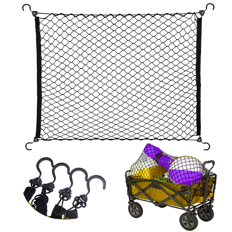  [AUSTRALIA] - Mamiko Cargo Net for Utility Folding Wagon, Garden Cart, Folding Trolley Cart, Beach Cart, Made of Heavy Duty Nylon Net with Storage Bag / 38"X32"
