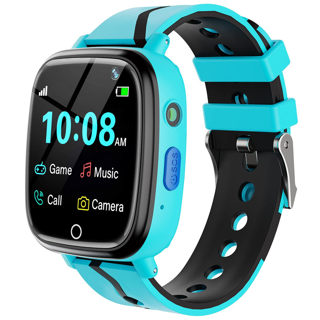  [AUSTRALIA] - Kids Smart Watch for Boys Girls - Kids Smartwatch with Call 7 Games Music Player Camera SOS Alarm Clock Calculator 12/24 hr Touch Screen Children Wrist Watch for Kids Age 4-12 Birthday Gifts (Blue) Blue