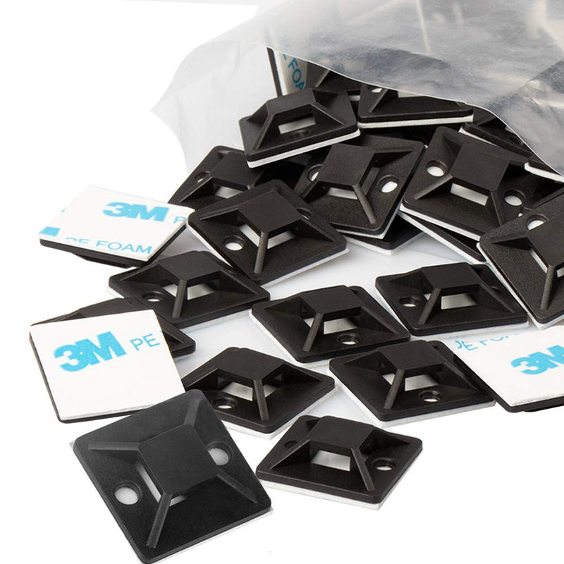  [AUSTRALIA] - Zip Tie Mounts - Small Cable Tie Adhesive Mount, 3/4in black 100PCS. Wires Zip Tie Adhesive-backed anchors perfect for Pedal Board Cable Management Outdoor Indoor 3/4IN 100PCS