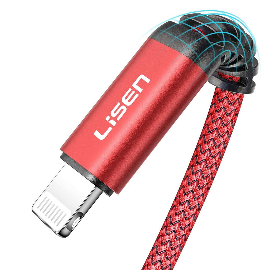  [AUSTRALIA] - (10ft / 3m) LISEN Lightning to USB-A Cable, [MFi Certified] 10 Feet Long iPhone Charger, Durable Nylon Braided Fast Charging Cord Compatible with iPhone 11/Pro/X/Xs Max/XR/8 Plus /7 /iPad-Red 10ft red