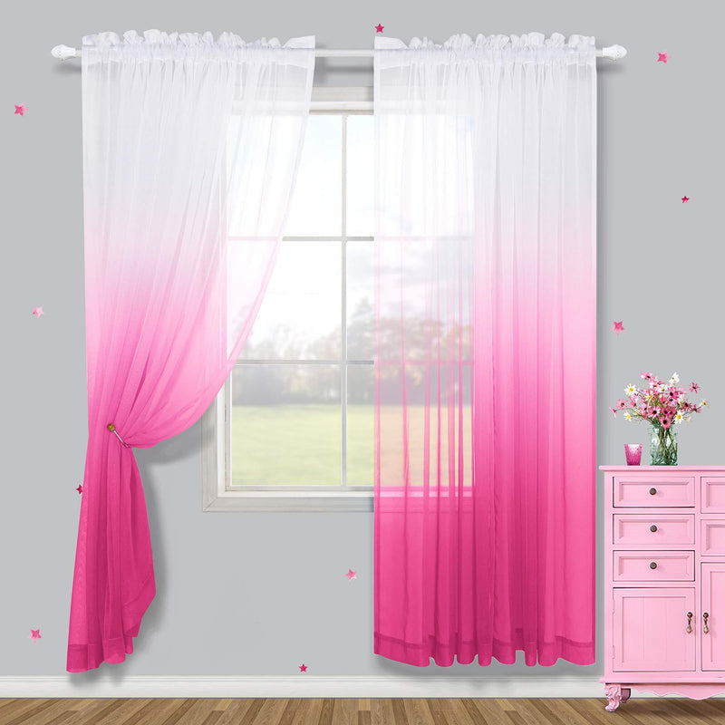  [AUSTRALIA] - Pink Curtains 63 Inch Length for Girls Bedroom Set of 2 Panels Short Semi Sheer Ombre Curtain for Girls Room Decor Little Kids Baby Nursery Toddler Teen Closet White Light Pale Pink 42x63 Inches Long