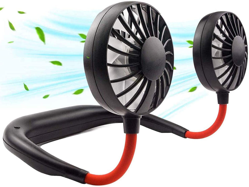  [AUSTRALIA] - Portable Neck Fan, Hand Free Personal Hanging Neck Sports Fan USB Rechargeable (3 Speed Adjustable) Wearable Cooling Head Fan,360 Degree Free Rotation for Traveling, Sports, Office, Reading Black