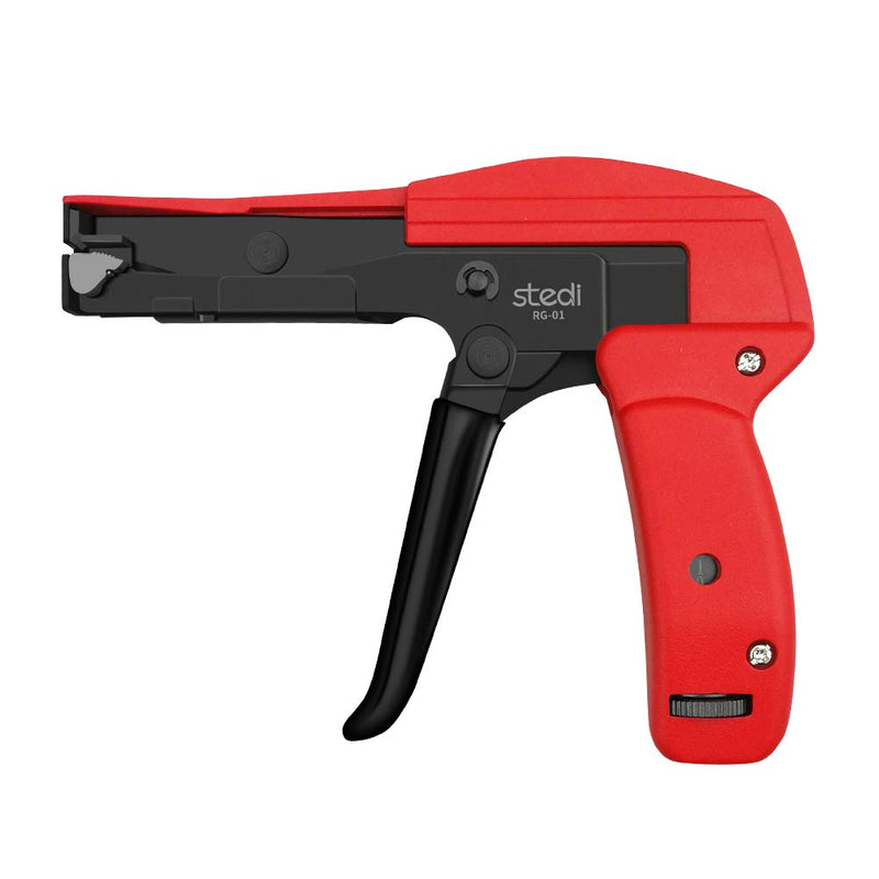  [AUSTRALIA] - stedi Cable Tie Gun, Ergonomic Hand Operated Zip Tie Gun [Premium], Sharp and Wear Resistant, Cable Wire Fastening and Cut-Off Tie Tool , Special for Cut Plastic Nylon Ties, Red, 6.3 Inches Length
