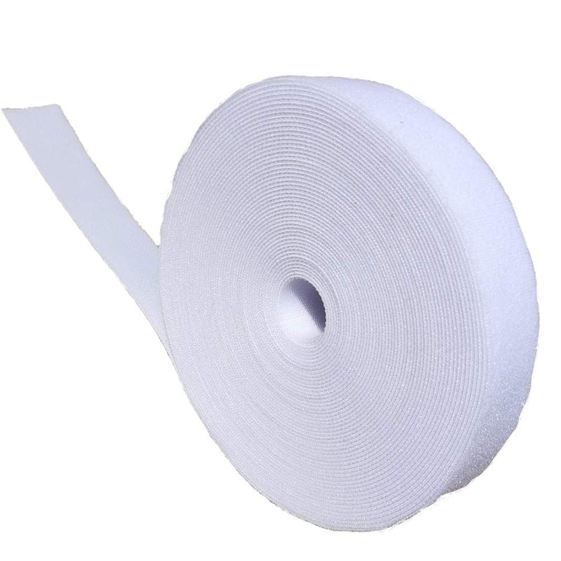  [AUSTRALIA] - 1/2 inch Hook & Loop Fastening Tape/Cable Tie for Electrical Cord 20ft Long Reuable Cable Straps (White)