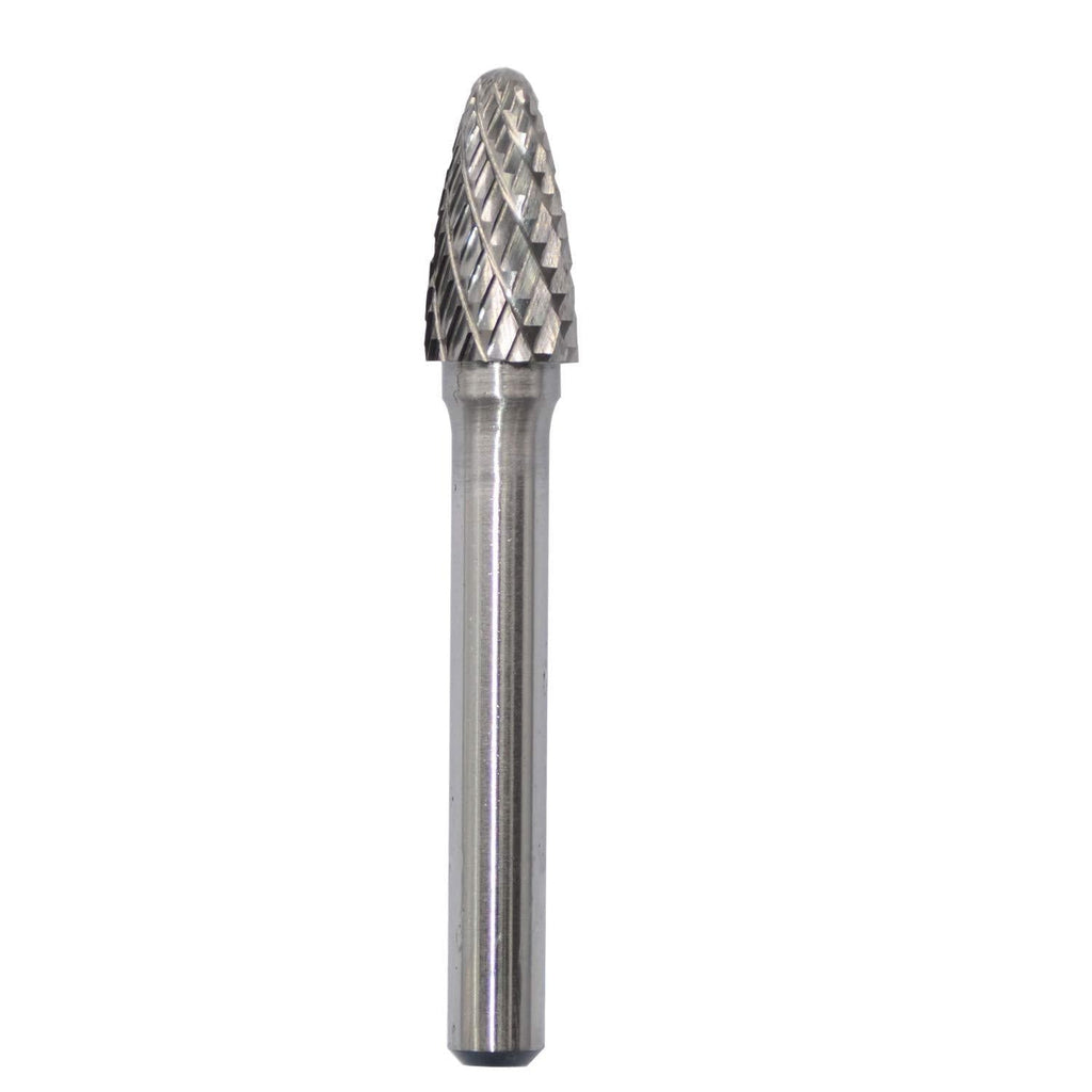 SF-3 Tungsten Carbide Burr Rotary File Tree Shape Radius End Shape Double Cut for Die Grinder Drill Bits 1/4'' Inch Diameter of Shank and 3/8'' Inch Diameter of Cutter 3/4'' Inch Cutter Length - LeoForward Australia