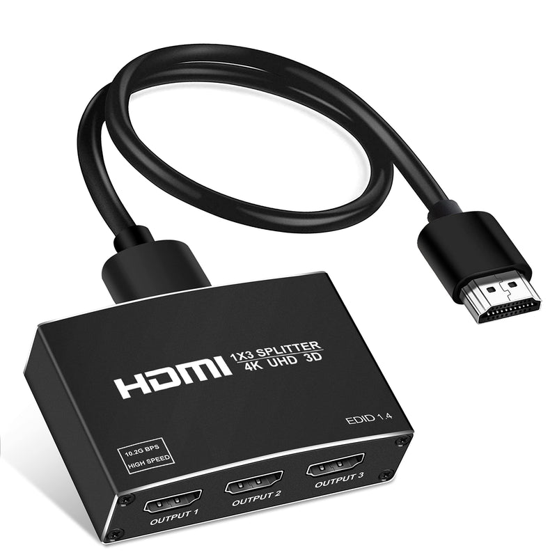  [AUSTRALIA] - NEWCARE 4K HDMI Splitter 1 in 3 Out 【with 3.9 FT HDMI Cable】, 1×3 HDMI Splitter Support 4Kx2K, 1080P, 3D, HDR, DTS/Doby-TrueHD for Xbox PS5/4 Roku Blu-Ray Player Apple TV,NOT Support Extend Mode 4K HDMI 1X3 Splitter