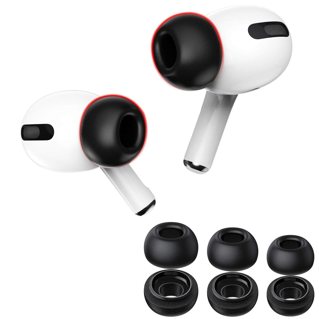 [AUSTRALIA] - Lanwow Premium Memory Foam Tips for AirPods Pro. No Silicone Eartips Pain. Anti-Slip Eartips. Fit in The Charging Case, 3 Pairs (S/M/L, Black)
