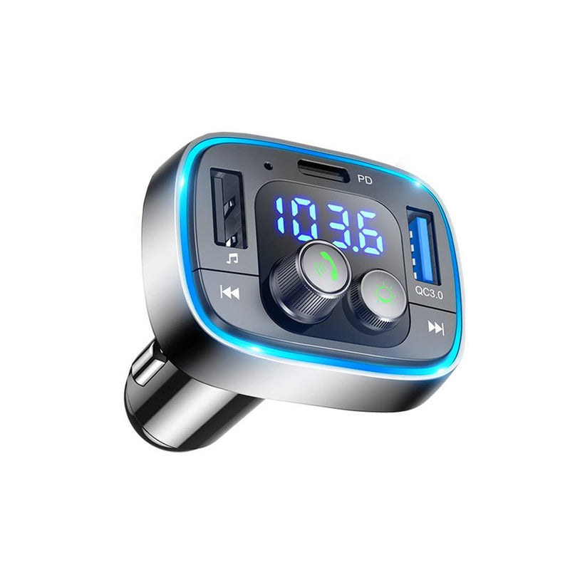 LIHAN Bluetooth FM Transmitter for Car,7 Color LED Backlit Car Adapter, QC3.0 & USB-PD Ports Charger, Wireless Radio Audio Player, Handsfree Calling & Music Receiver, Compatible for Most Smartphones - LeoForward Australia