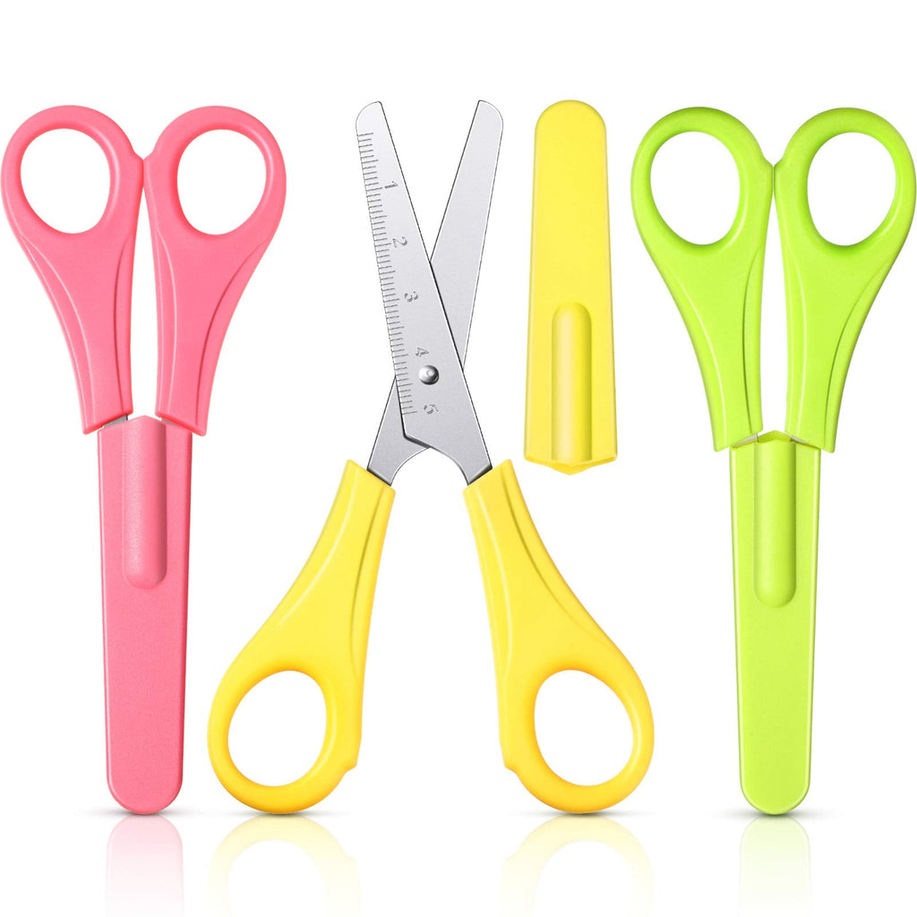  [AUSTRALIA] - Kids Safety Scissors Children Handle Pre-school Training Scissors Plastic Safety Handmade Scissors with Spring for Christmas Scrapbooking, Art Craft,Teaching（Pack of 3）