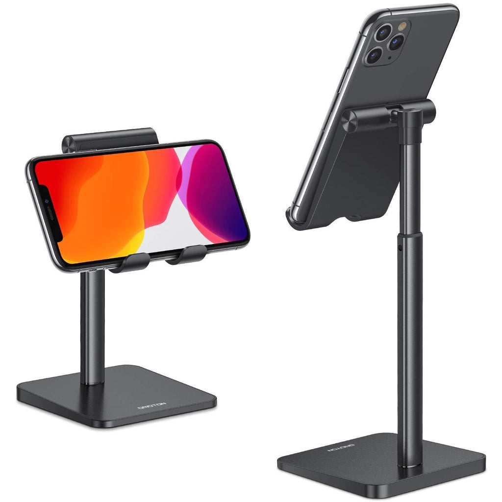  [AUSTRALIA] - Cell Phone Stand, OMOTON Adjustable Angle Height Desk Phone Dock Holder for iPhone SE 2/11 / 11 Pro/XS Max/XR, Samsung Galaxy S20 / S10 / S9 / S8 and Other Phones (3.5-7.0-Inch), Black