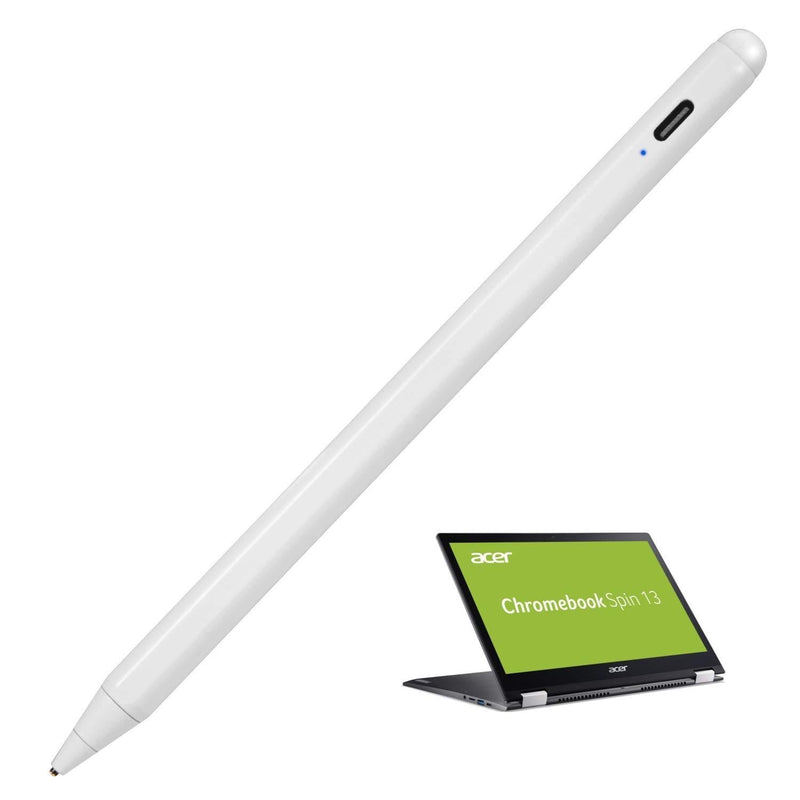 Acer Chromebook Spin 15 Stylus Pencil, Active Stylist Pen for Acer Chromebook Spin 15 2-in-1 Convertible Digital Capacitive Pens High Precision with Ultra Fine Tip,Touch-Control and Rechargeable,White - LeoForward Australia