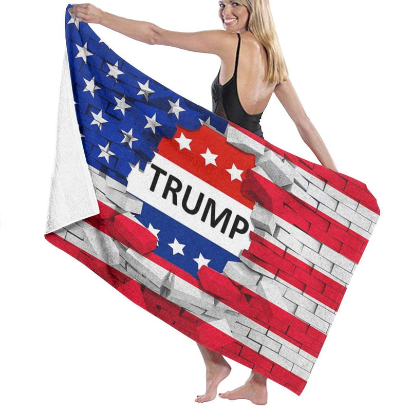  [AUSTRALIA] - FEAIYEA American USA Trump Flag Microfiber Beach Towel-Quick Dry Absorbent Lightweight Towels Blanket for Sports Travel Pool Swimming Beach Gym Bath (52" X 32") American Usa Trump Flag Towels One Size