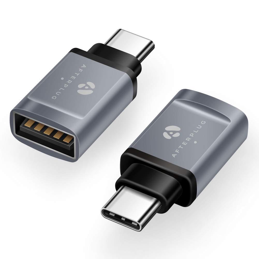  [AUSTRALIA] - Case Friendly USB C Adapter [2 Pack], Afterplug USB C Male to USB 3.0 Female Adapter for Otterbox case, Thunderbolt 3 MacBook iMac iPad Pro Mini 2021, Dell XPS, Samsung Tab Notebook 9 S21 S20 & More Space Grey