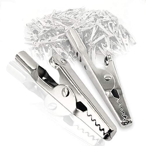  [AUSTRALIA] - 25Pcs 51mm Metal Alligator Clip Spring Clamps test line Crocodile Clip Silver Tone Alligator Clips Nickel Plated Crocodile Clamps, used in laboratory electric testing work and Cable Lead Clip