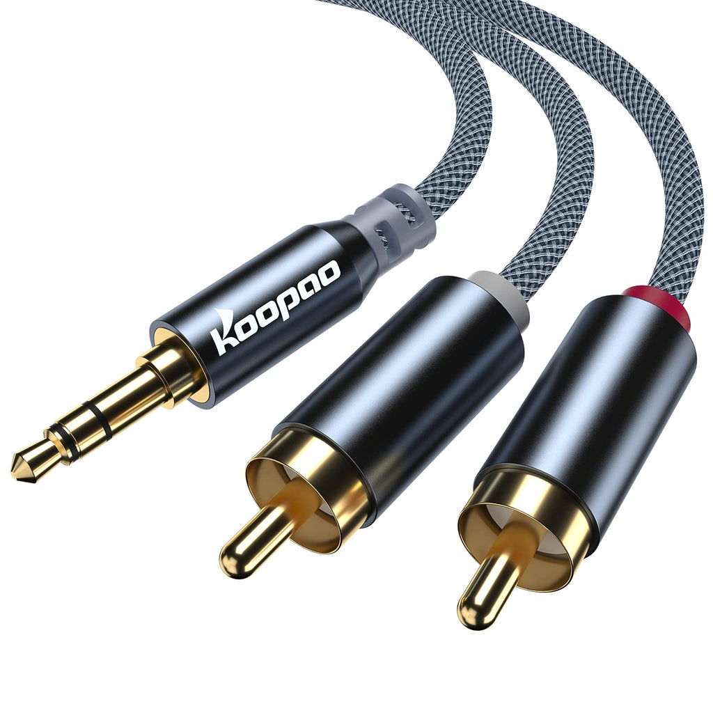 3.5mm to RCA, Male RCA to Male 3.5mm, 3.5mm to 2-Male RCA Adapter Audio Stereo Cable, KOOPAO Auxiliary 3.5mm AUX to 2 RCA Y Splitter Stereo Audio Cable Male for TV, PC, Amplifiers, DVD, Speaker - LeoForward Australia