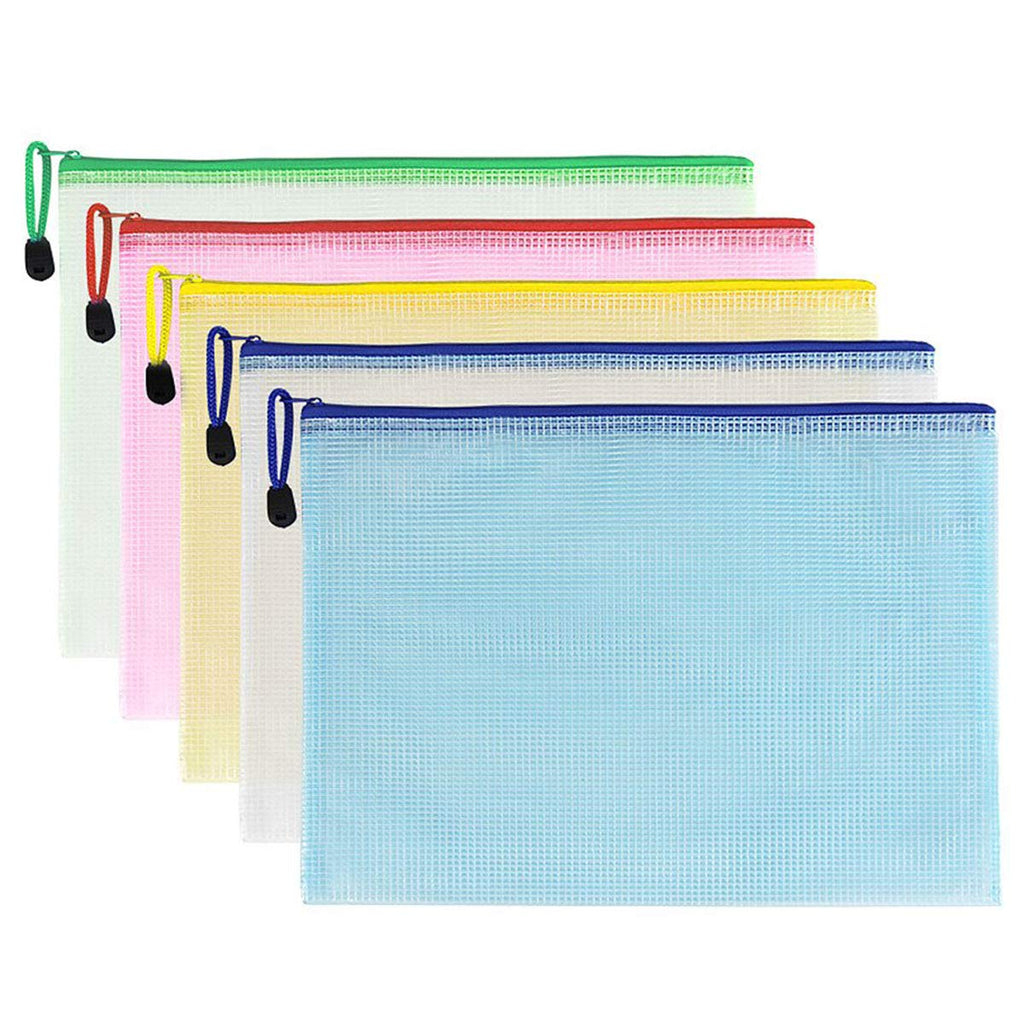  [AUSTRALIA] - 5pcs A4 Plastic Wallets Folder, Zipper Document Files Envelope Folders Pockets Bag