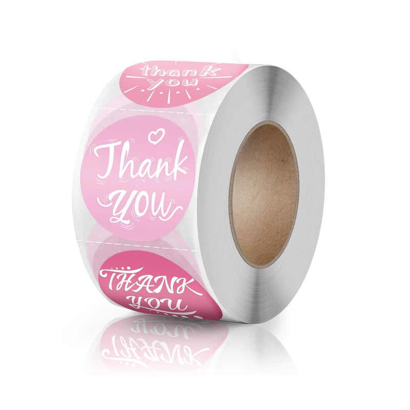 Thank You Stickers Seals,4 Unique Pink Designs for envelopes, Favors, Weddings, Bridal Shower, Gift Packaging - 1.5" inch Round Adhesive Labels for Business and Personal use （500Labels/Roll） - LeoForward Australia