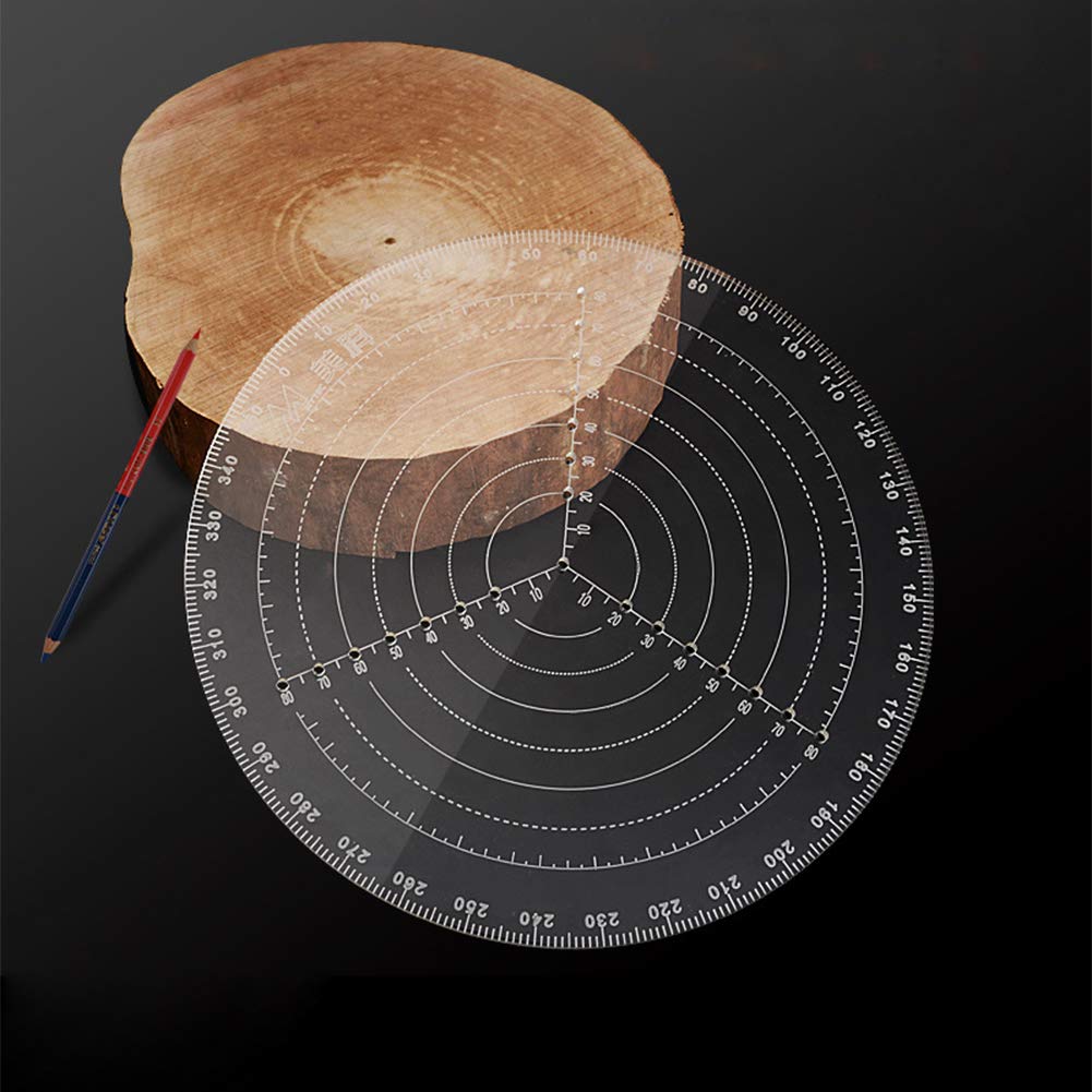  [AUSTRALIA] - 200mm/ 8 Inch Round Center Finder Compass for Wood Turners Lathe Work Bowls Lathe Wood Turning Drawing Circles Clear Acrylic Diameter:200mm