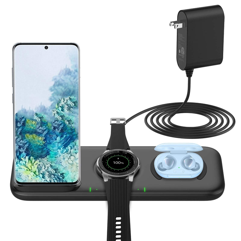  [AUSTRALIA] - Yootech 3 in 1 Fast Wireless Charger for Samsung Devices, 22.5W Max Wireless Charging Station for Samsung Galaxy Watch 4 Classic/3/Active2/1,Gear S4/S3/Sport,Galaxy Buds 2/Pro/Live,Galaxy S22/S21/S20