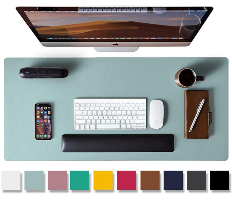 Leather Desk Pad Protector,Mouse Pad,Office Desk Mat, Non-Slip PU Leather Desk Blotter,Laptop Desk Pad,Waterproof Desk Writing Pad for Office and Home (Light Blue,31.5" x 15.7") 31.5" x 15.7" Light Blue - LeoForward Australia