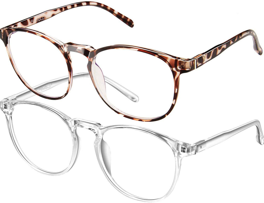  [AUSTRALIA] - FEIYOLD Blue Light Blocking Glasses Women/Men,Retro Round Anti Eyestrain Computer Gaming Glasses(Leopard+Crystal) Leopard+crystal