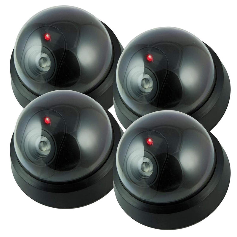 Fake Camera, Fakes Security Camera Outdoors, Dummy Dome Security Camera, Wireless Surveillance System Realistic Look with Flashing red LED Light for Home or Business (Pack of 4) - LeoForward Australia