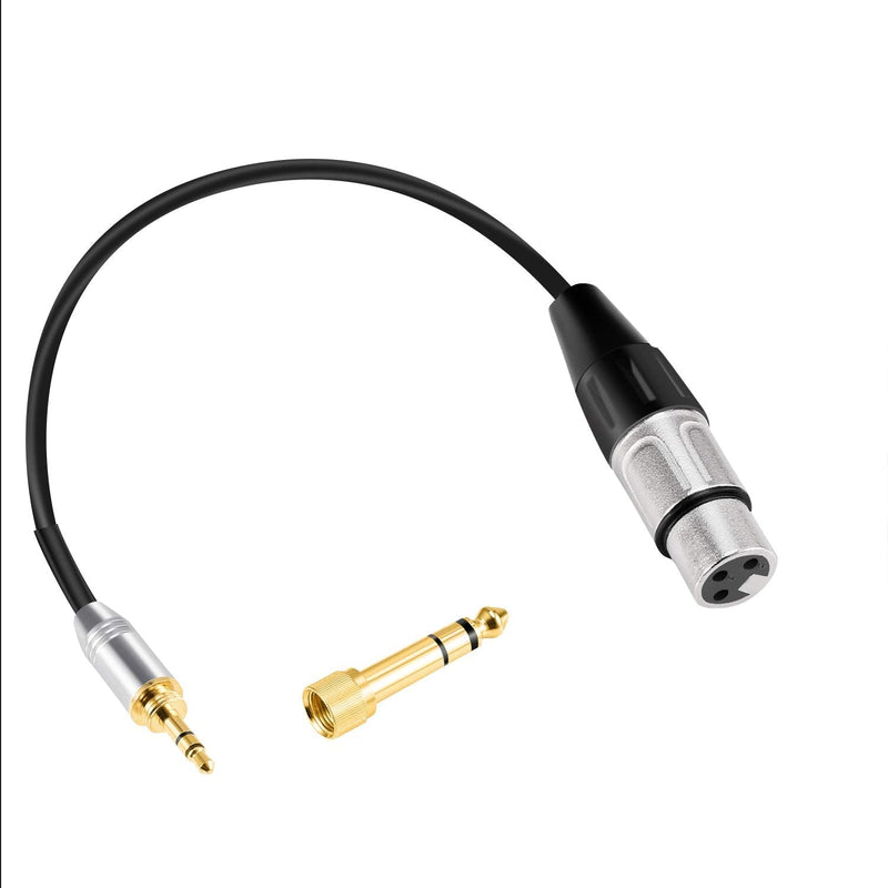  [AUSTRALIA] - Devinal XLR Female to 1/4 & 1/8 Inch TRS Microphone Cable, XLR Female to 6.35mm & 3.5mm Stereo Cord Screw-On Adapter, Quarter inch to Female XLR Patch Lead 1FT