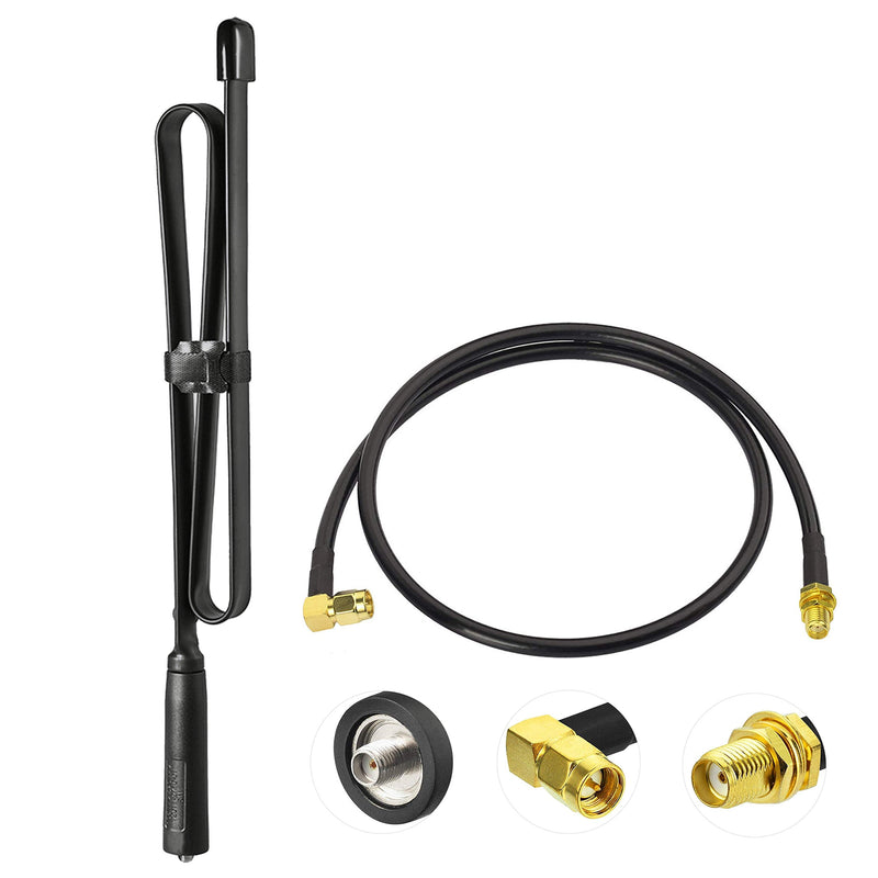  [AUSTRALIA] - Bingfu Dual Band VHF UHF 136-520MHz 18.5 inch Foldable CS Tactical SMA Female Ham Radio Antenna with 3 feet Extension Relocation Cable for Kenwood Baofeng BF-F8HP UV-5R UV-82 BF-888S GT-3 Ham Radio