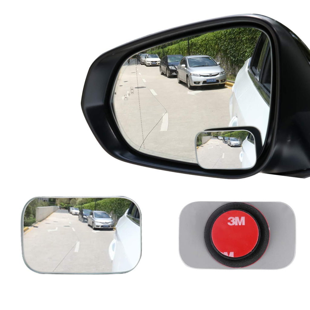  [AUSTRALIA] - LivTee Blind Spot Mirror, Rectangle Shaped HD Glass Frameless Convex Rear View Mirror with wide angle Adjustable Stick for Cars SUV and Trucks, Pack of 2