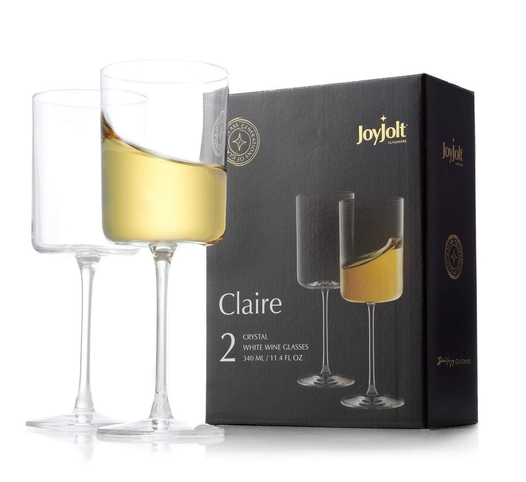  [AUSTRALIA] - JoyJolt White Wine Glasses – Claire Collection 11.4 Ounce Wine Glasses Set of 2 – Deluxe Crystal Glasses with Ultra-Elegant Design – Ideal for Home Bar, Kitchen, Restaurants