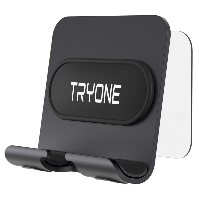 Wall Mount Phone Holder - Tryone Wall Phone Holder Mount with 2Pcs Adhesive Strip,Update Version Wall Phone Mount for Bathroom,Kitchen,Office and More,Compatible with All Phones and Mini Tablet Black - LeoForward Australia