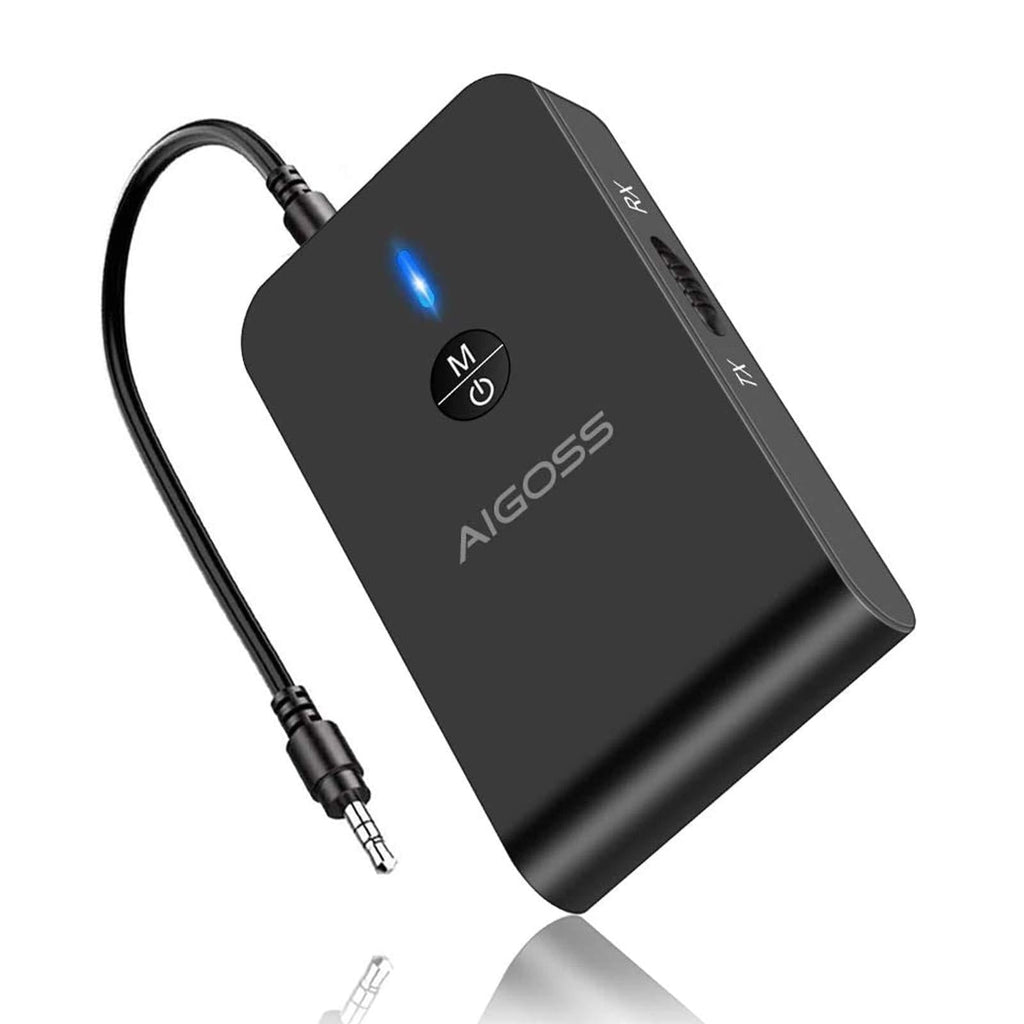 Aigoss Bluetooth 5.0 Transmitter Receiver, Portable Wireless Audio Adapter for TV, Car Home Music Stereo Sound System, Speaker and Headphones, 3.5mm Bluetooth Adapter, aptX Low Latency - LeoForward Australia