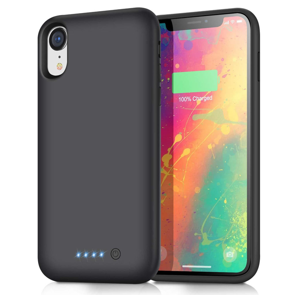  [AUSTRALIA] - Battery Case for iPhone XR Upgraded【6800mAh】 Portable Rechargeable Charger Case for iPhone XR Extended Battery Pack for iPhone XR Protective Charging Case Backup Cover(6.1 inch) - Black