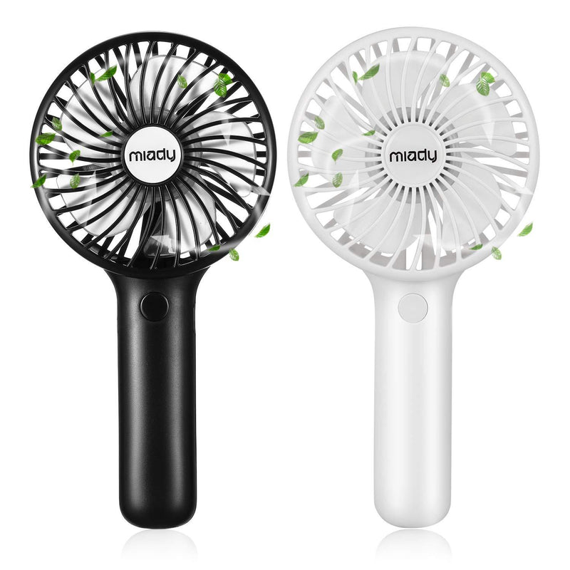 2-Pack Upgraded 5000mAh Portable Handheld Fan 3 Speed Mini USB Strong Wind 7-20 Hours Runtime Personal Electric Small Fan for Travel Office Outdoor Black+white - LeoForward Australia