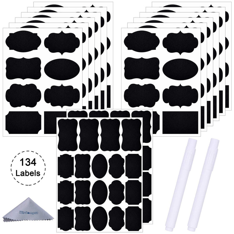 Wisdompro 134 Chalkboard Labels with 2 Markers, Removable and Waterproof Blackboard Stickers for Mason Jars, Glass, Bottle, Container, Canister, Storage Bins and Pantry, Organize Your Home and Kitchen - LeoForward Australia