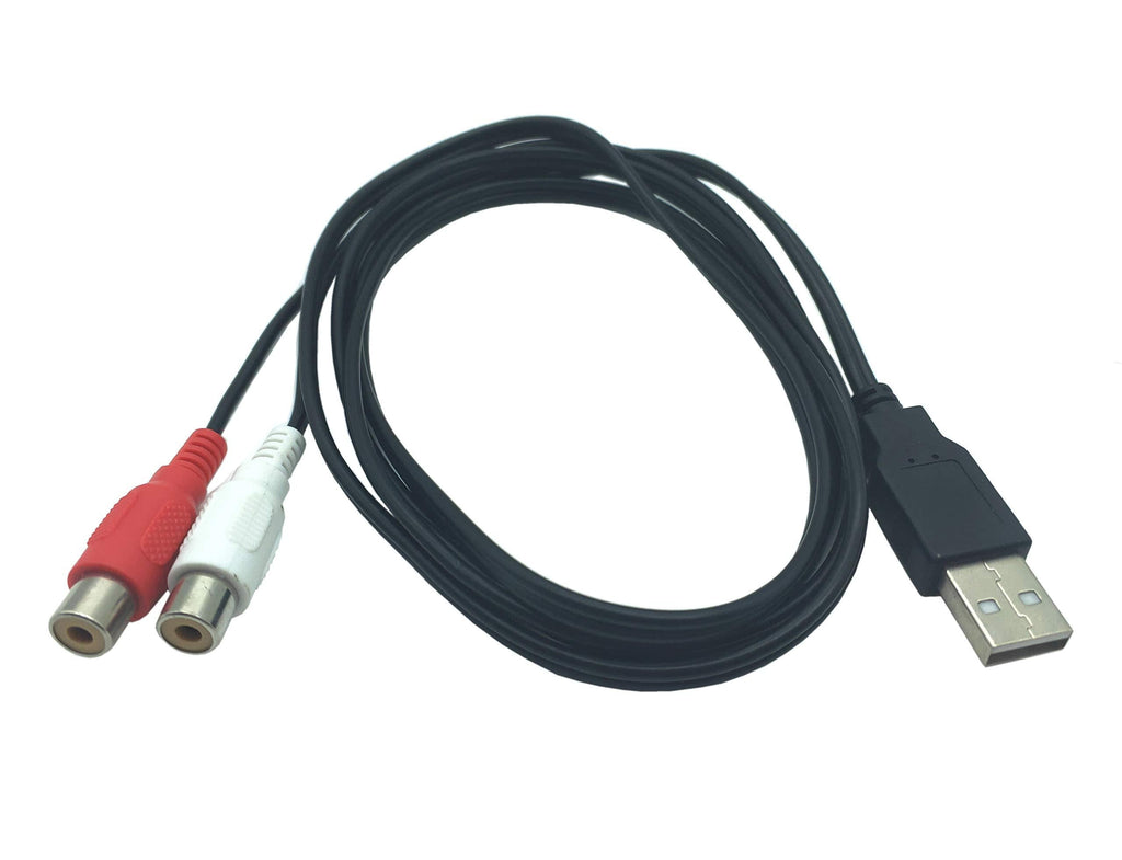 USB to 2RCA Cable, Haokiang 5 Feet/1.5m USB 2.0 Female to 2 RCA Female Jack Splitter Audio Video AV Composite Adapter Cord Cable (USB M/2RCA F) - LeoForward Australia