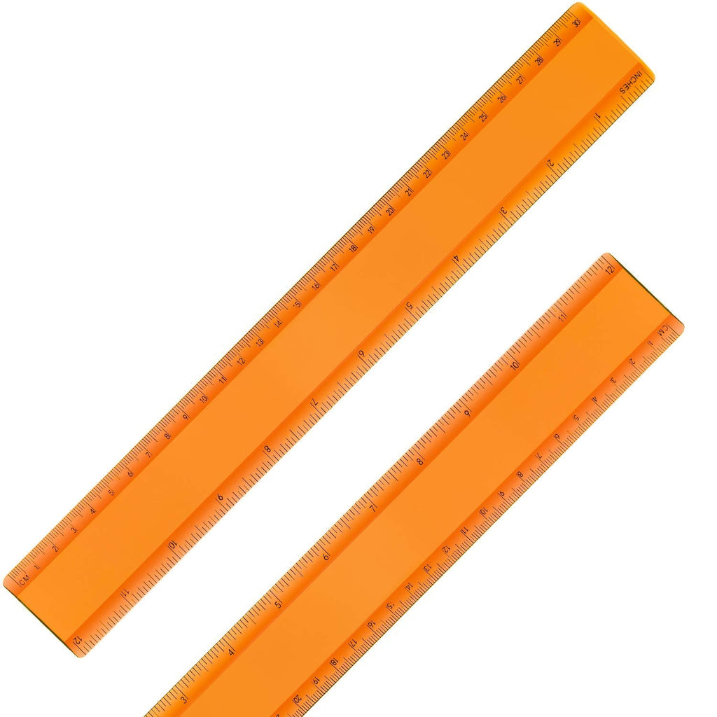  [AUSTRALIA] - 2 Pack Plastic Ruler Straight Ruler Plastic Measuring Tool for Student School Office (Orange, 12 Inch)