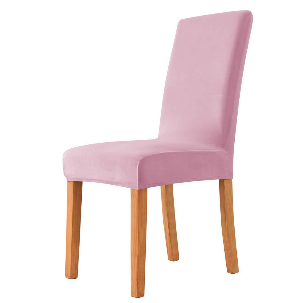  [AUSTRALIA] - MILARAN Velvet Chair Covers for Dining Room, Soft Stretch Seat Slipcover , Washable Removable Parsons Chair Protector, Set of 2, Baby Pink