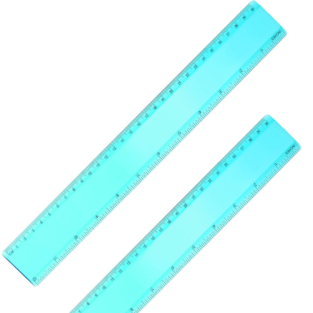  [AUSTRALIA] - 2 Pack Plastic Ruler Straight Ruler Plastic Measuring Tool for Student School Office (Green, 12 Inch)