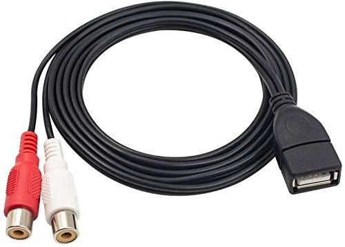 USB to 2RCA Cable, Haokiang 5 Feet/1.5m USB 2.0 Female to 2 RCA Female Jack Splitter Audio Video AV Composite Adapter Cord Cable (USB F/2RCA F) - LeoForward Australia