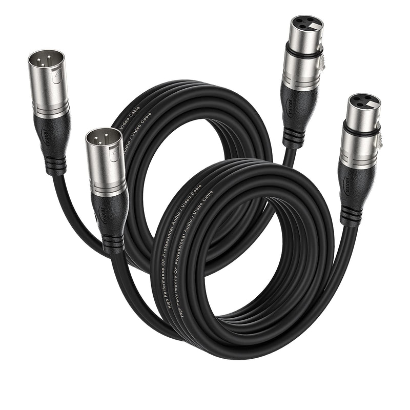  [AUSTRALIA] - EBXYA XLR Male to Female Balanced Mic Microphone Cable 6ft 2 Packs, Compatible with All Microphones Audio Systems with 3 Pins XLR, Black 6 Feet&2 Packs