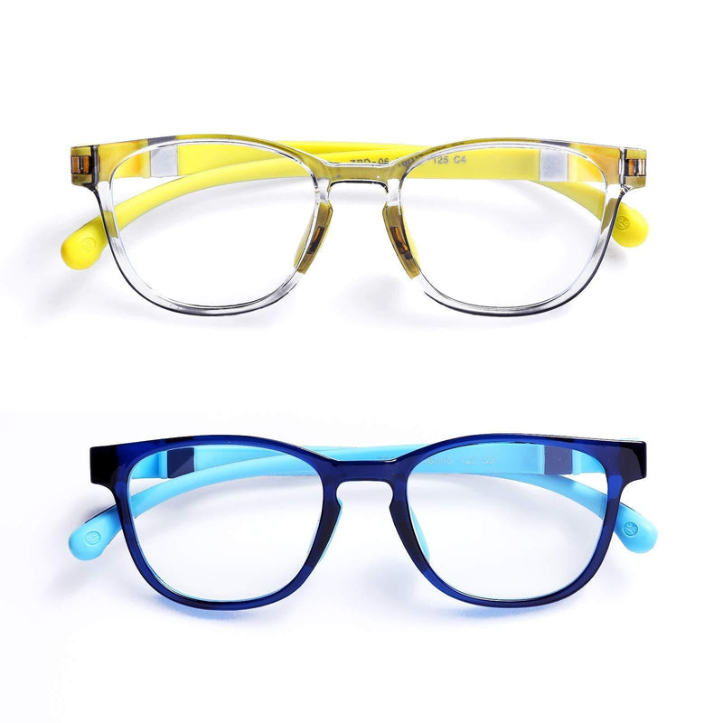 Blue Light Glasses,Kids Glasses,Blue Light Glasses for Kids 3-12 Transparent Grey Yellow+deep Blue - LeoForward Australia