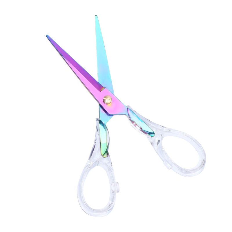  [AUSTRALIA] - MultiBey Scissors Straight Acrylic Gold Stainless Steel Multipurpose Craft Scissors 6.5 Inches (Clear Colorful)
